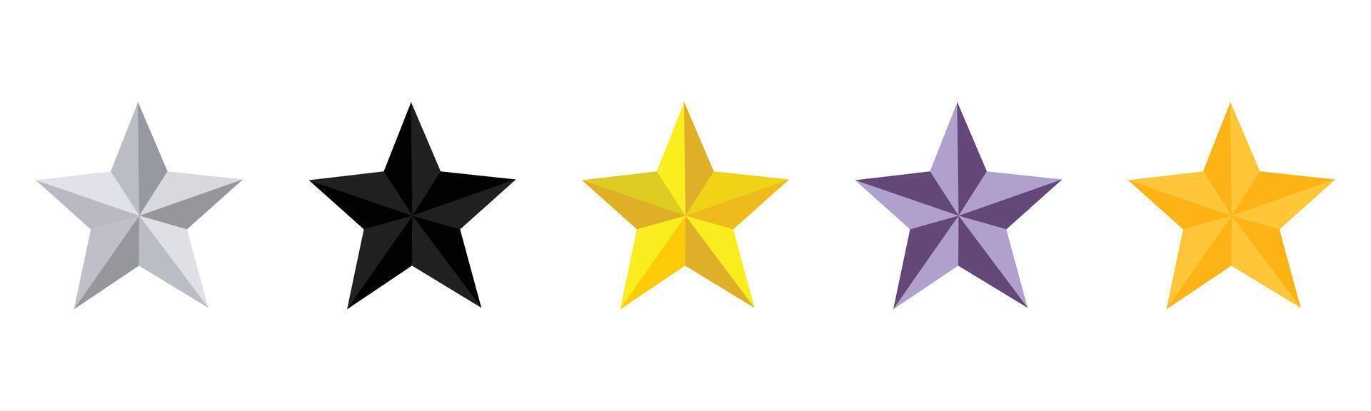 A illustration of an different color star icon symbol on white background vector