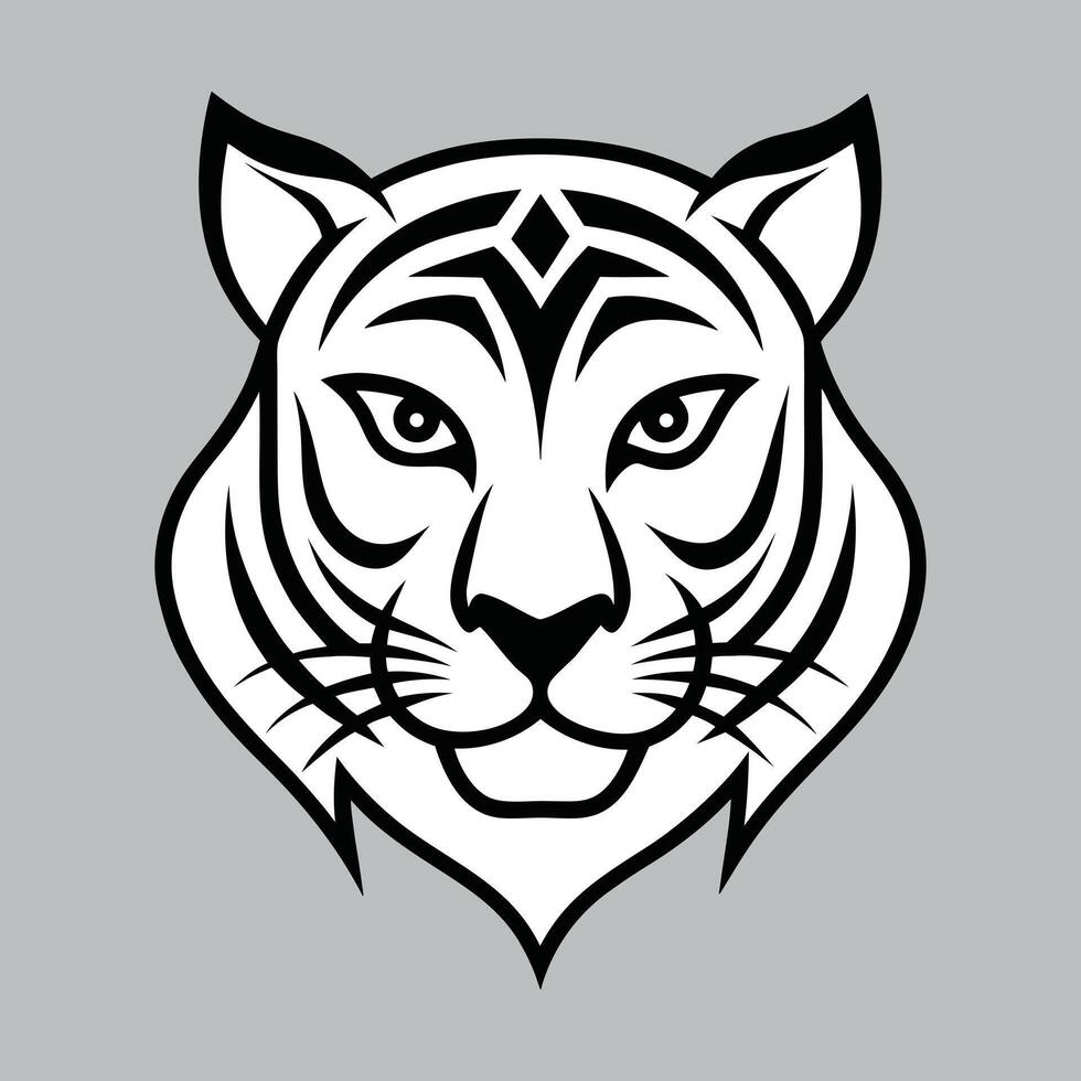 Tiger Face Logo Tribal Black Art Design Icon Illustration. vector