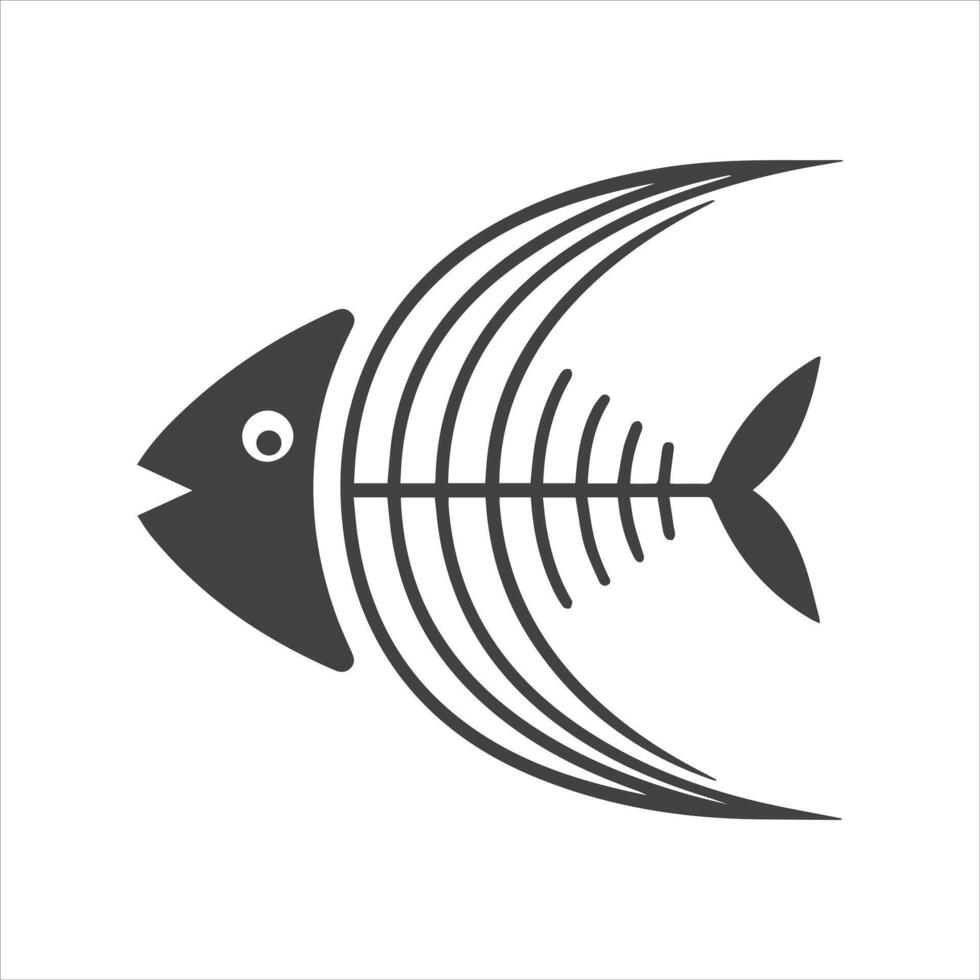 fish bone outline illustration icon symbol vector
