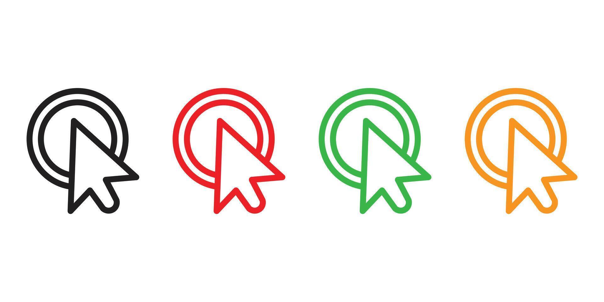 Computer mouse click pointer cursor arrow flat icon symbol for apps and websites vector