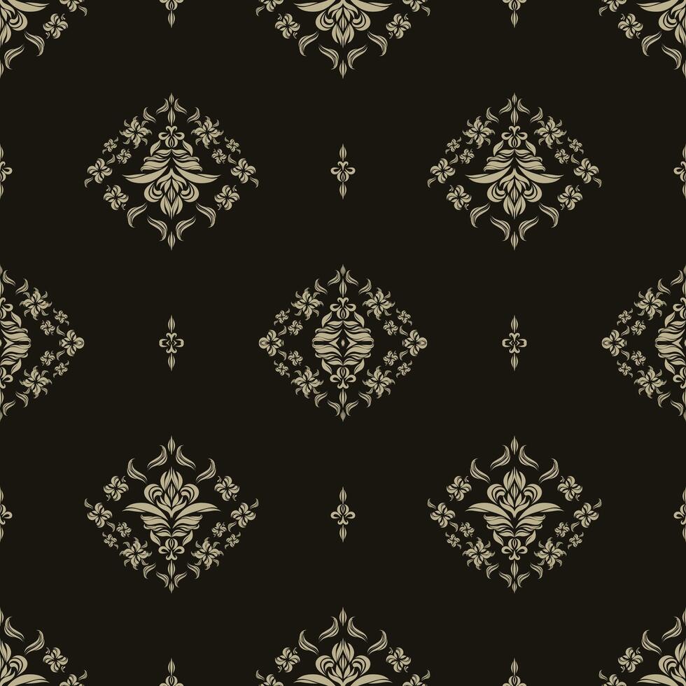 Motif African ethnic handmade beautiful Ikat art.African Ikat ethnic tribal, boho colors seamless wallpaper. beige motifs on black background. vector