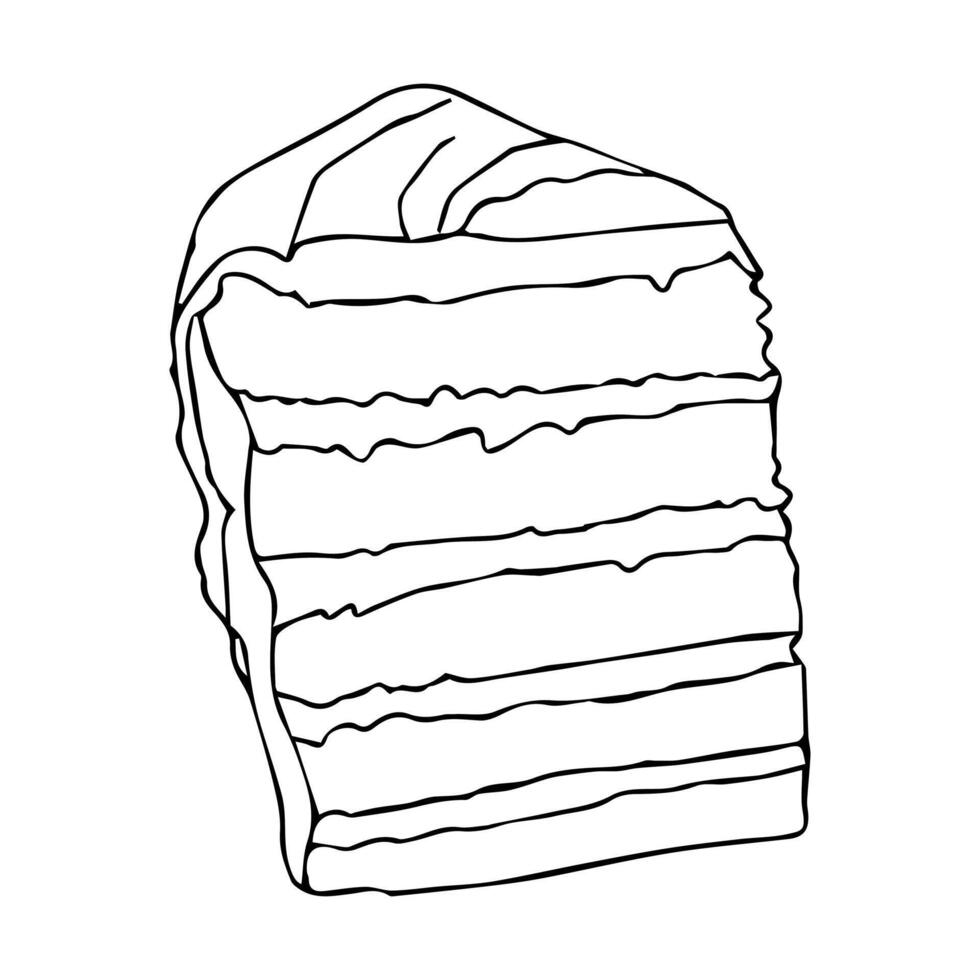 Piece of cake. illustration in doodle style isolated on white background. vector