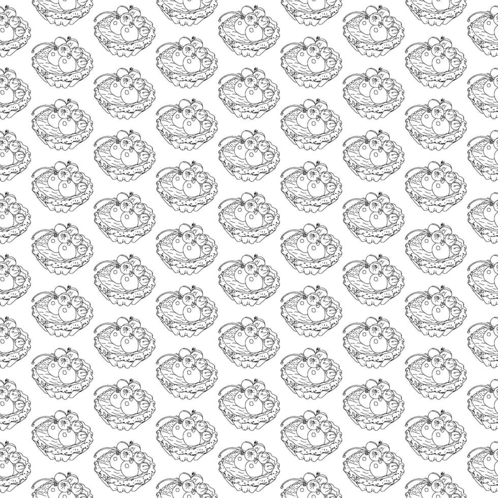 Cupcakes with currant berries in doodle style. Seamless pattern.Cupcakes with currant berries in doodle style. Seamless pattern. vector
