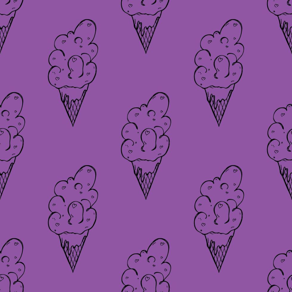 Seamless pattern with ice cream doodle for decorative print, wrapping paper, greeting cards, wallpaper and fabric vector