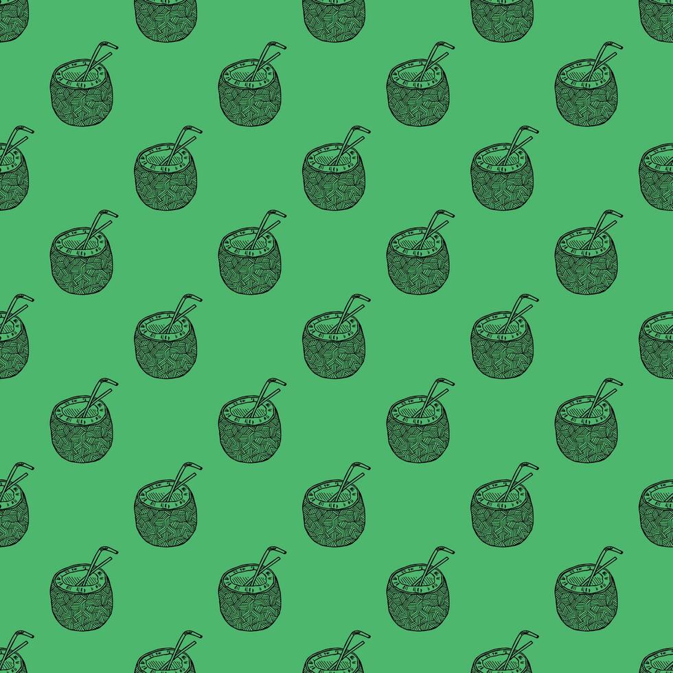 Seamless pattern with coconut doodle for decorative print, wrapping paper, greeting cards, wallpaper and fabric vector
