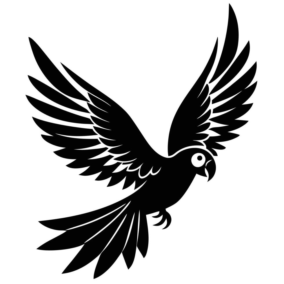 Flying Parrot Silhouette on White Background vector