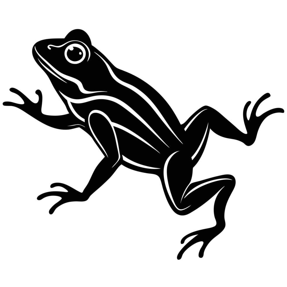 Frog Leaping Silhouette on White Background vector