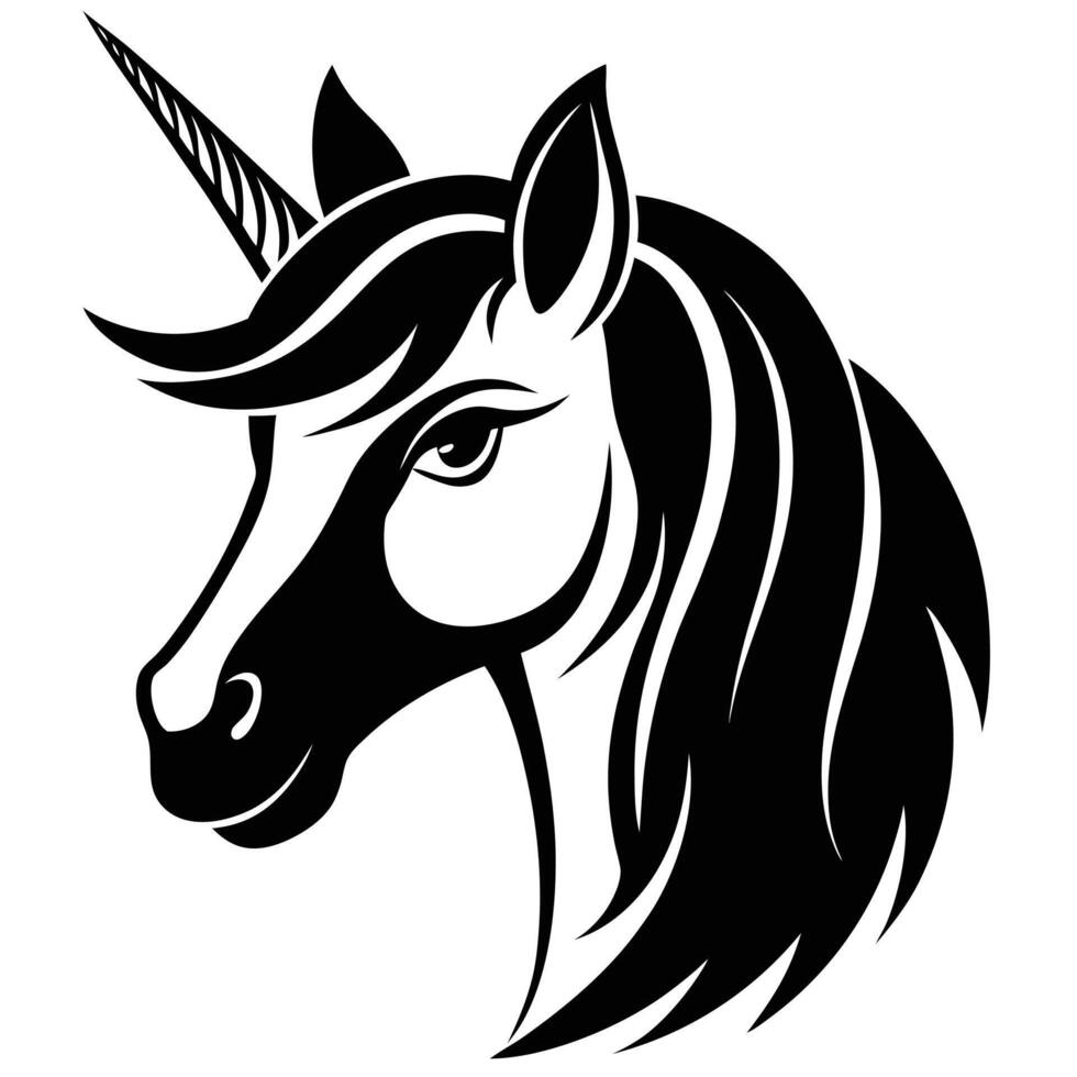 Unicorn Silhouetted on White Background vector