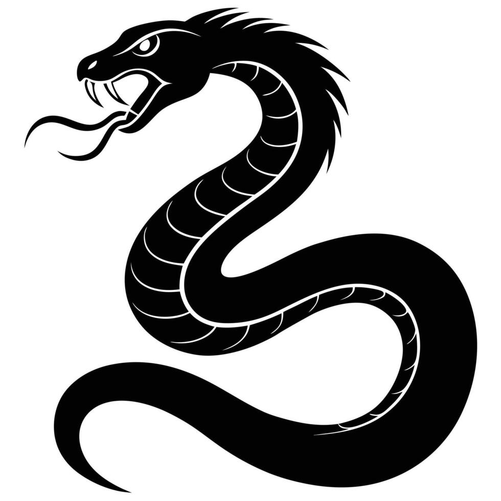 Snake Silhouetted on White Background vector