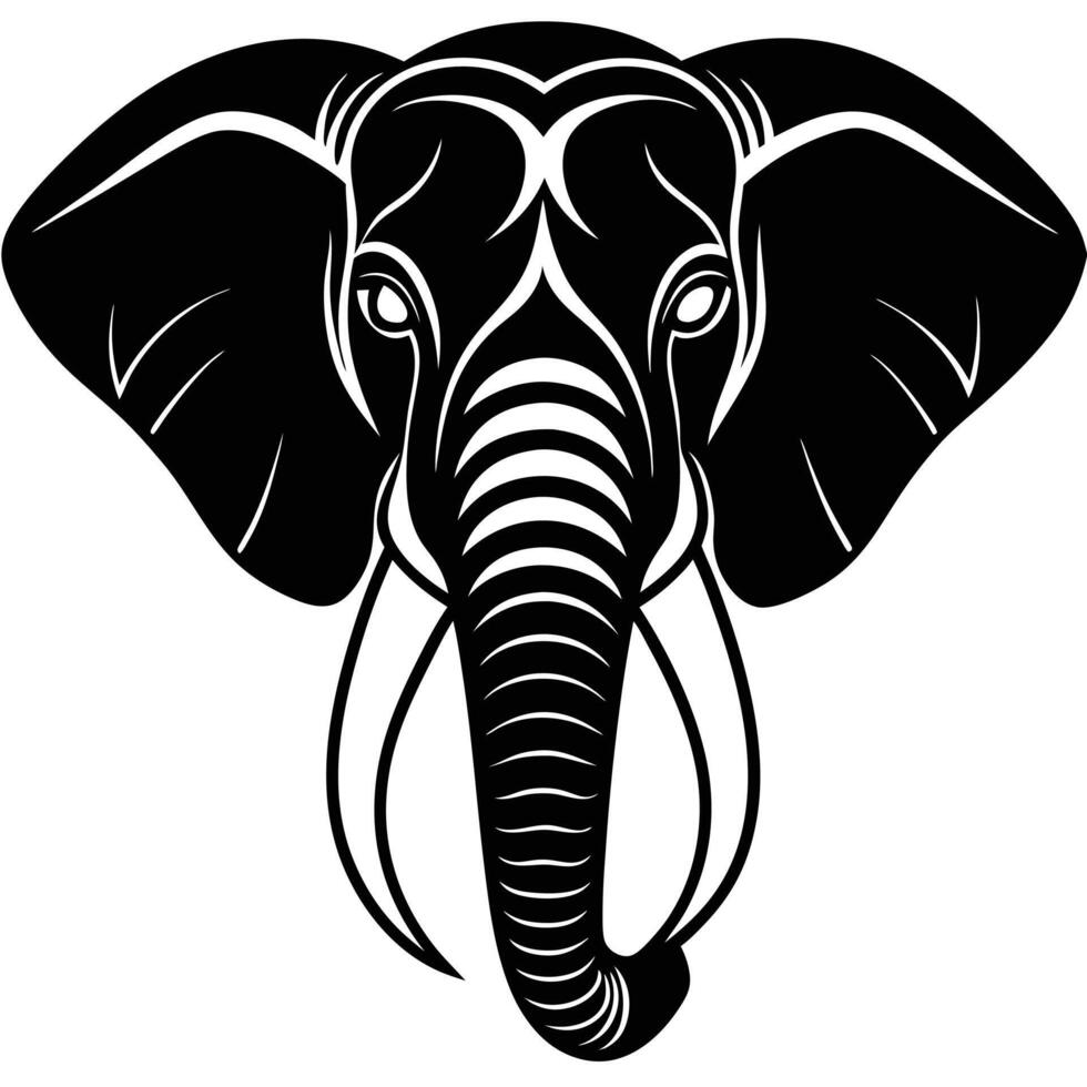Elephant Head Silhouette on White Background vector