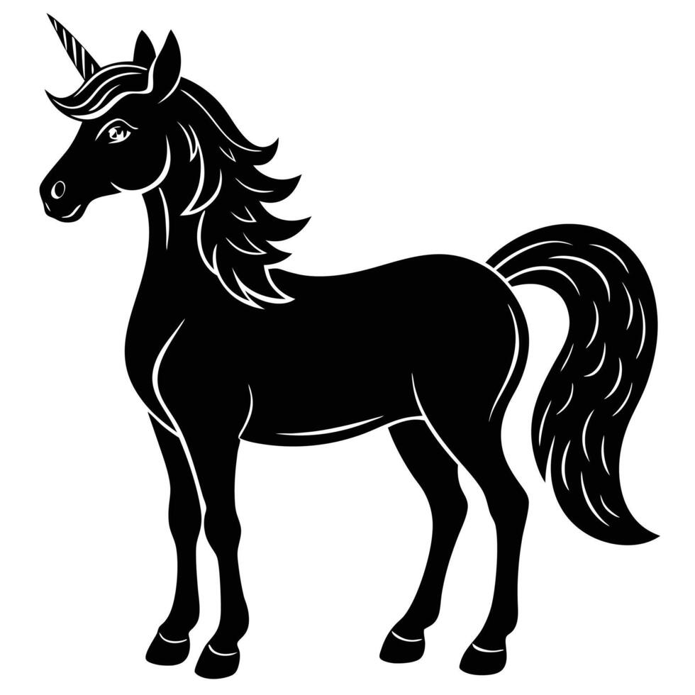 Unicorn Silhouetted on White Background vector