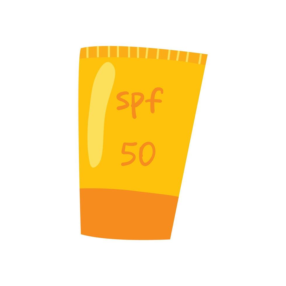 Orange and yellow sunscreen labeled spf 50, designed for sun protection. vector