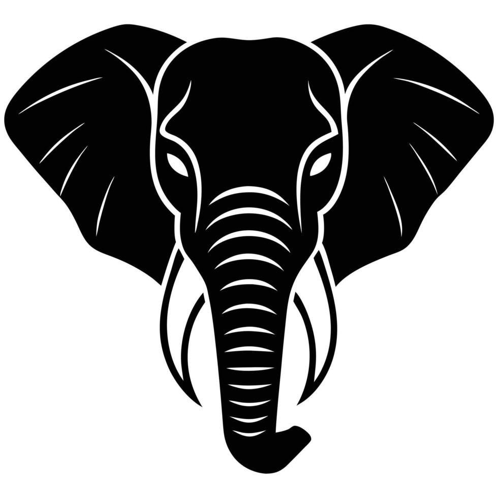 Elephant Head Silhouette on White Background vector