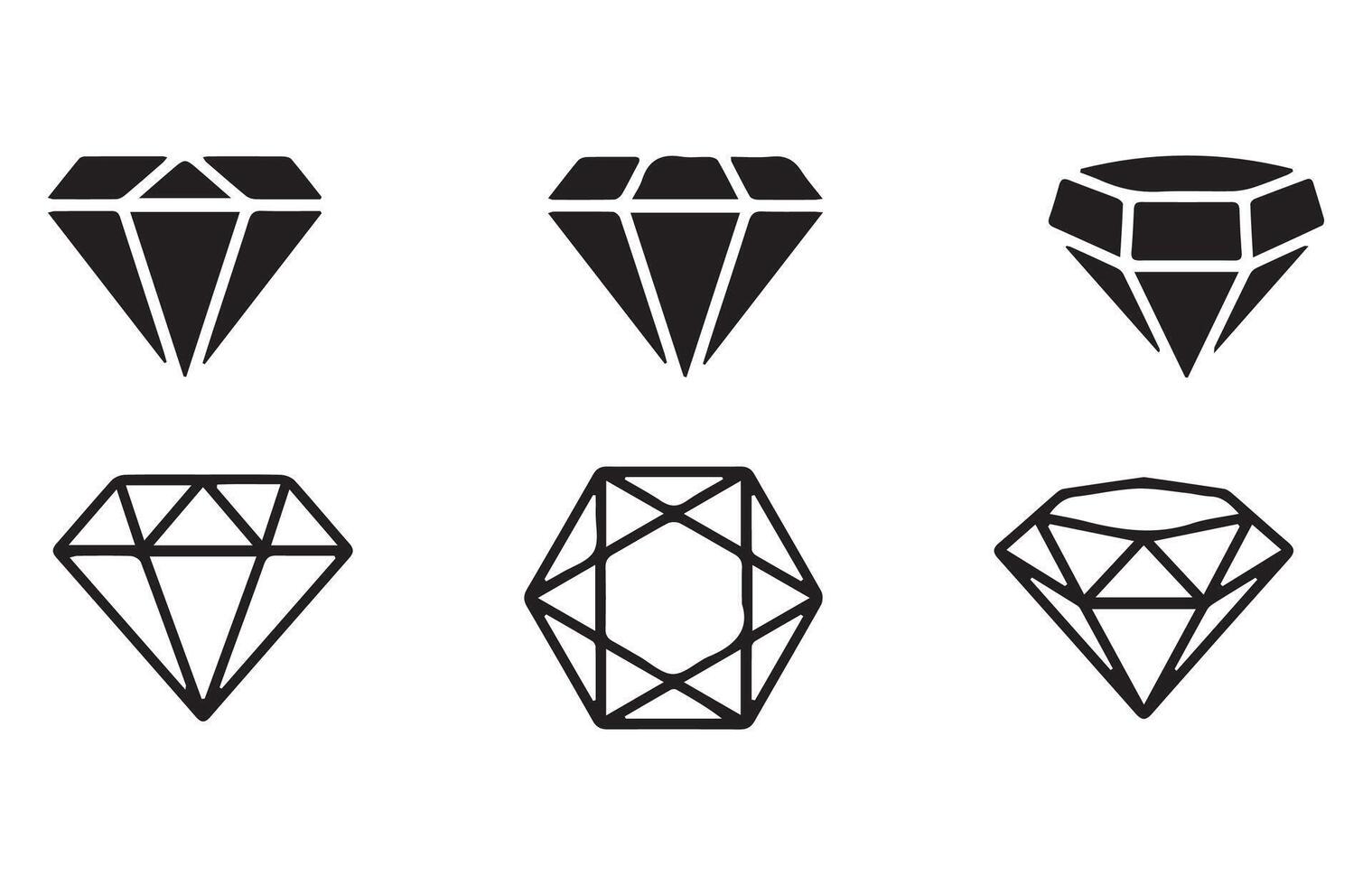 Valuable gem simple line icon set. Gemstone pictogram vector