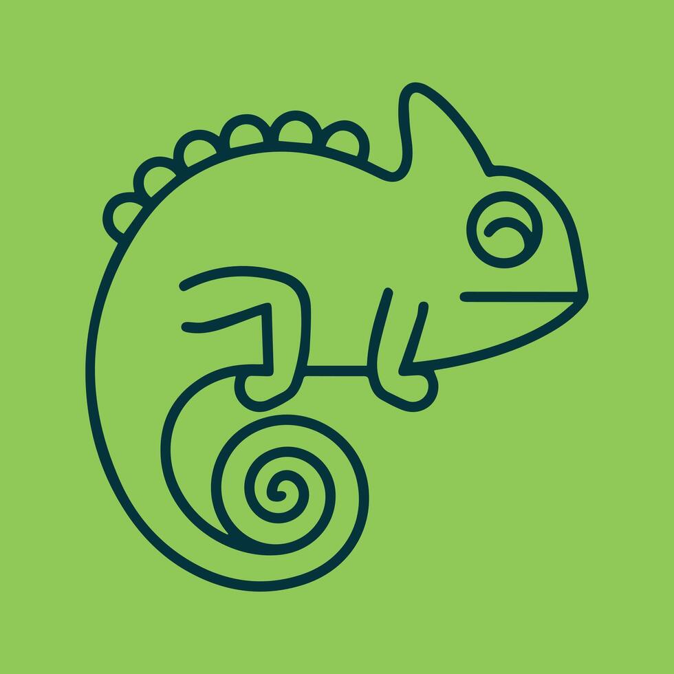 Minimalist Chameleon Line Art with Green Background vector