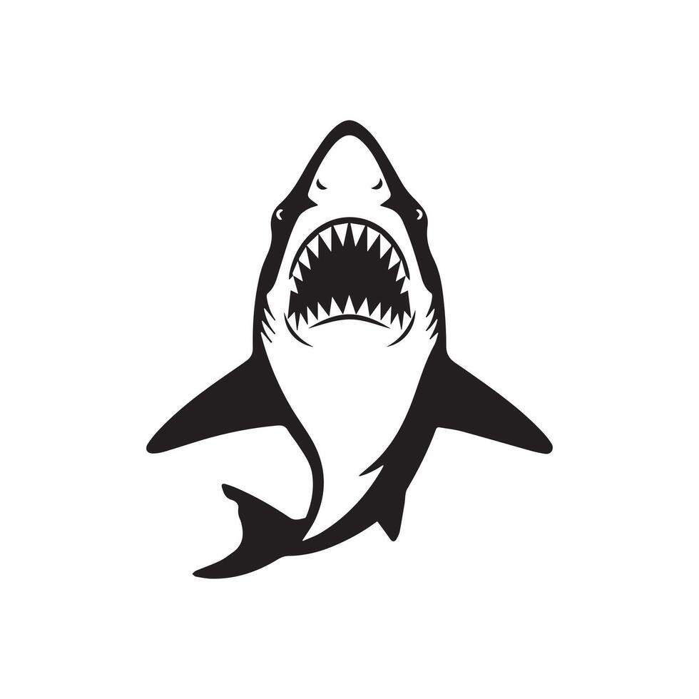 Aggressive Shark Illustration with Open Mouth and Sharp Teeth vector