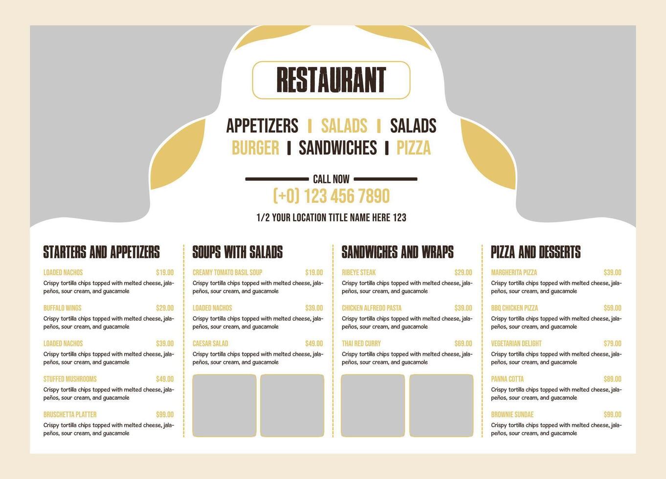 Simple Restaurant Menu Board vector