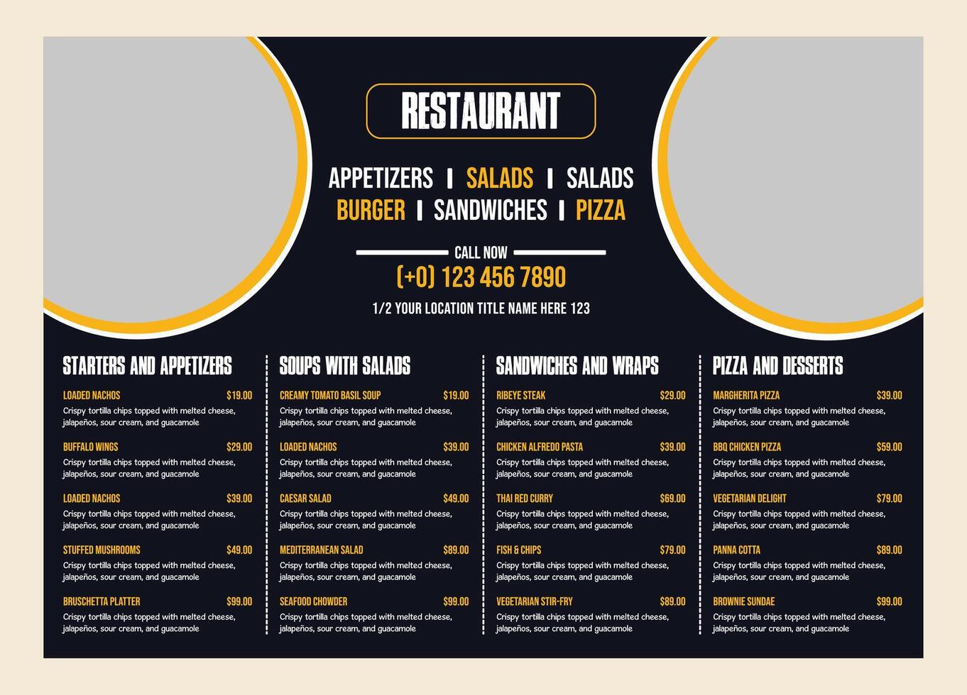 Menu Board for Restaurant vector