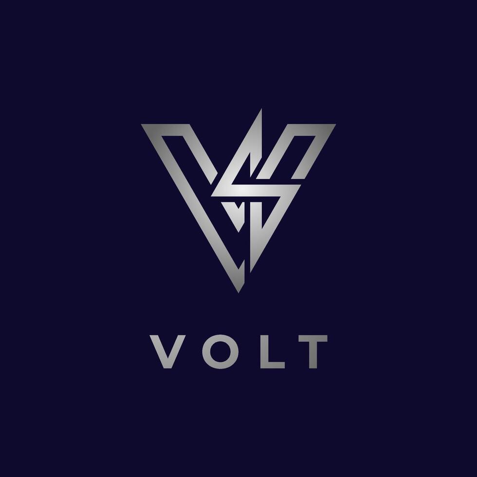 Letter V Thunder Bolt Logo, letter V and thunder bolt icon combination isolated on dark background, Logo Design Template element, illustration vector