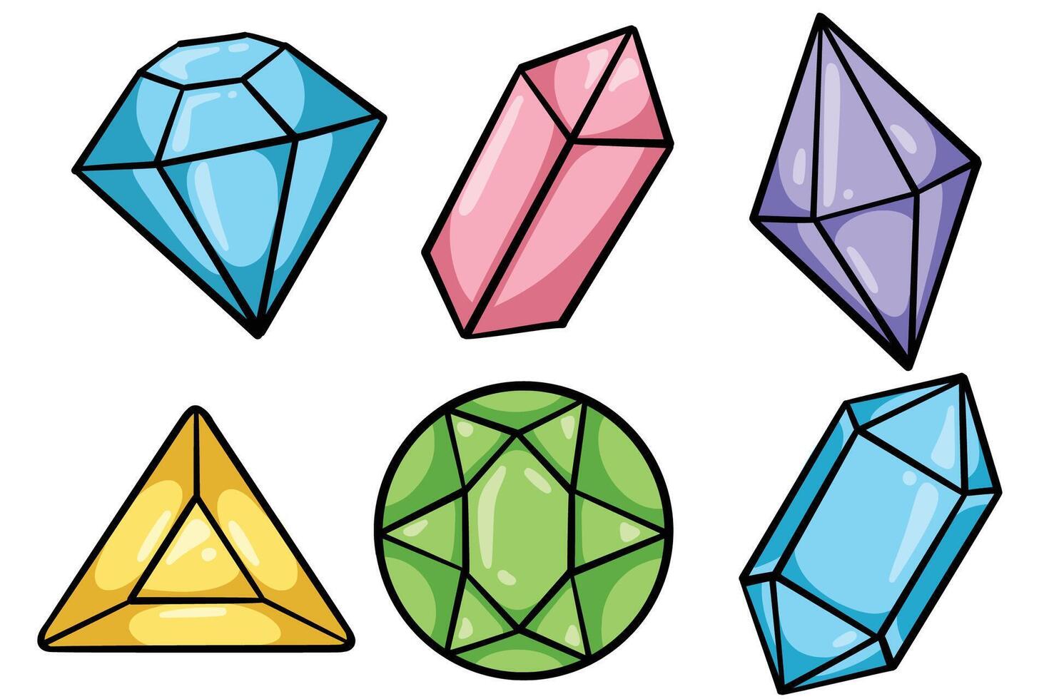 Set of Hand drawn diamond element collection Isolated vector