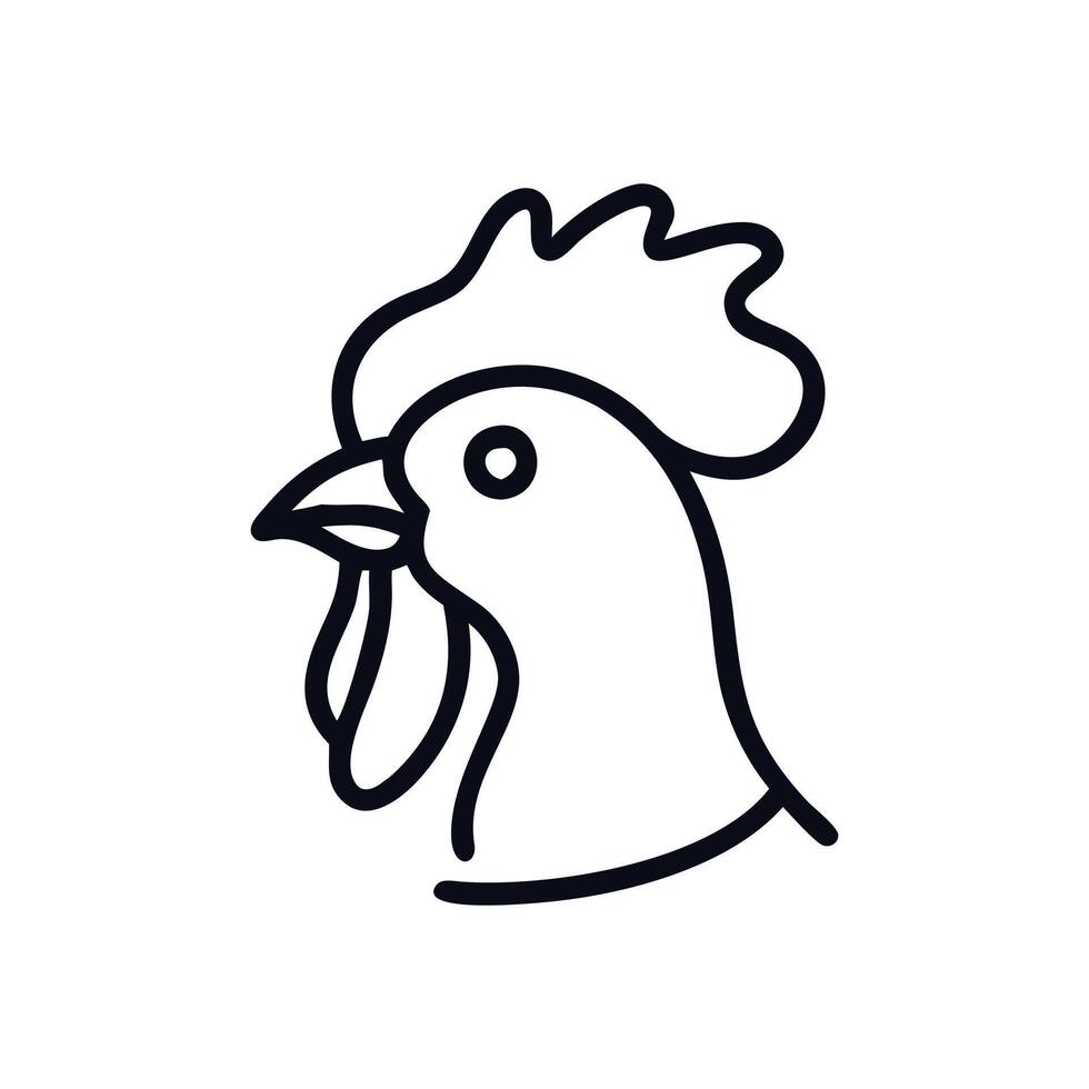 A black and white line drawing of a chicken icon silhouette has been created. vector