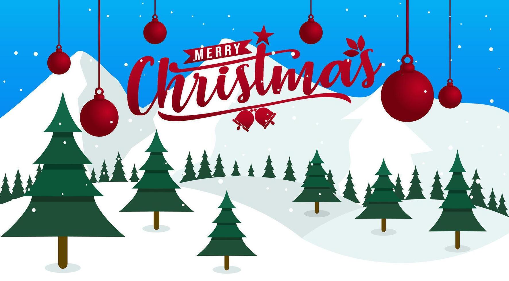 christmas greeting with trees and snow vector