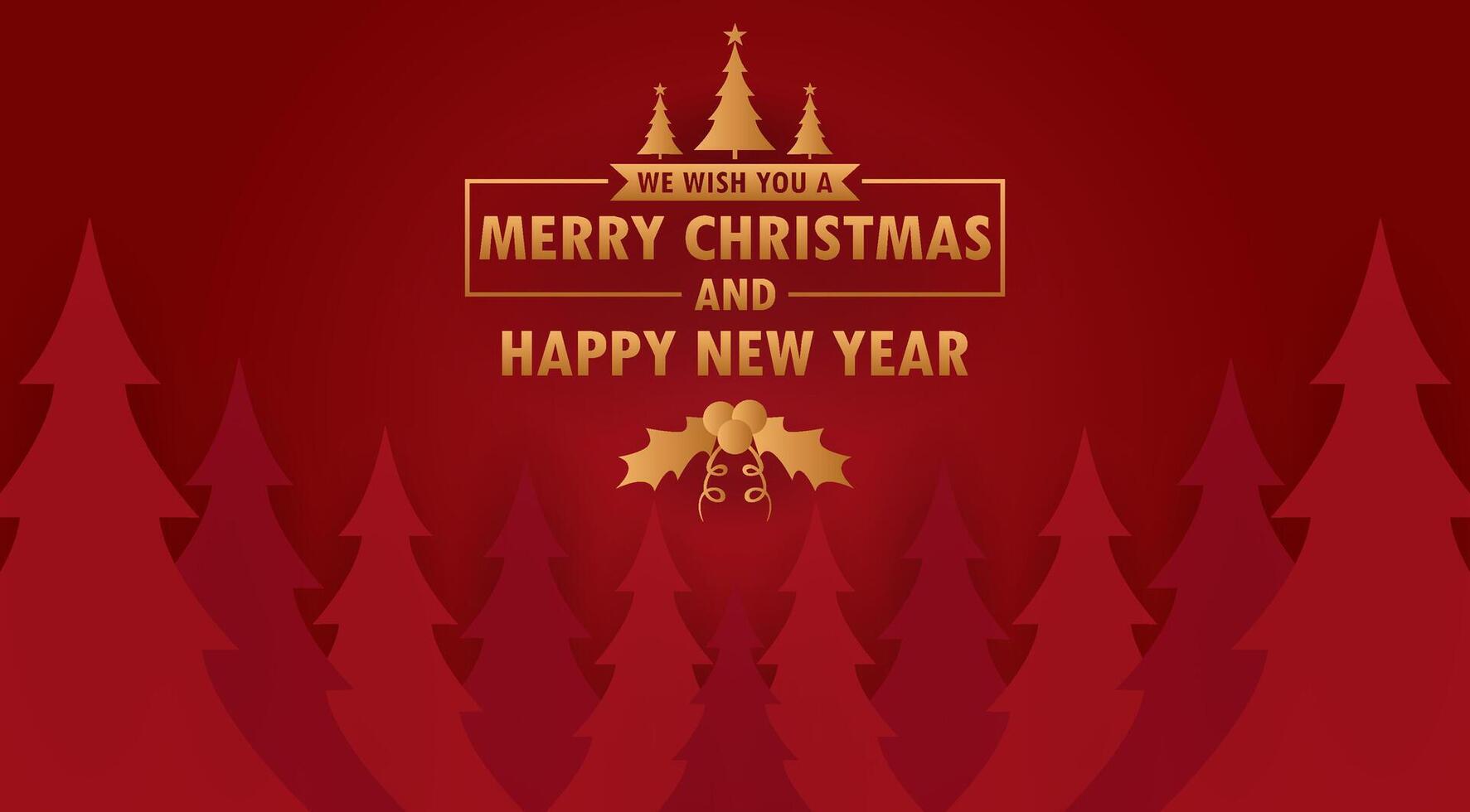 merry christmas and happy new year text on a red background vector