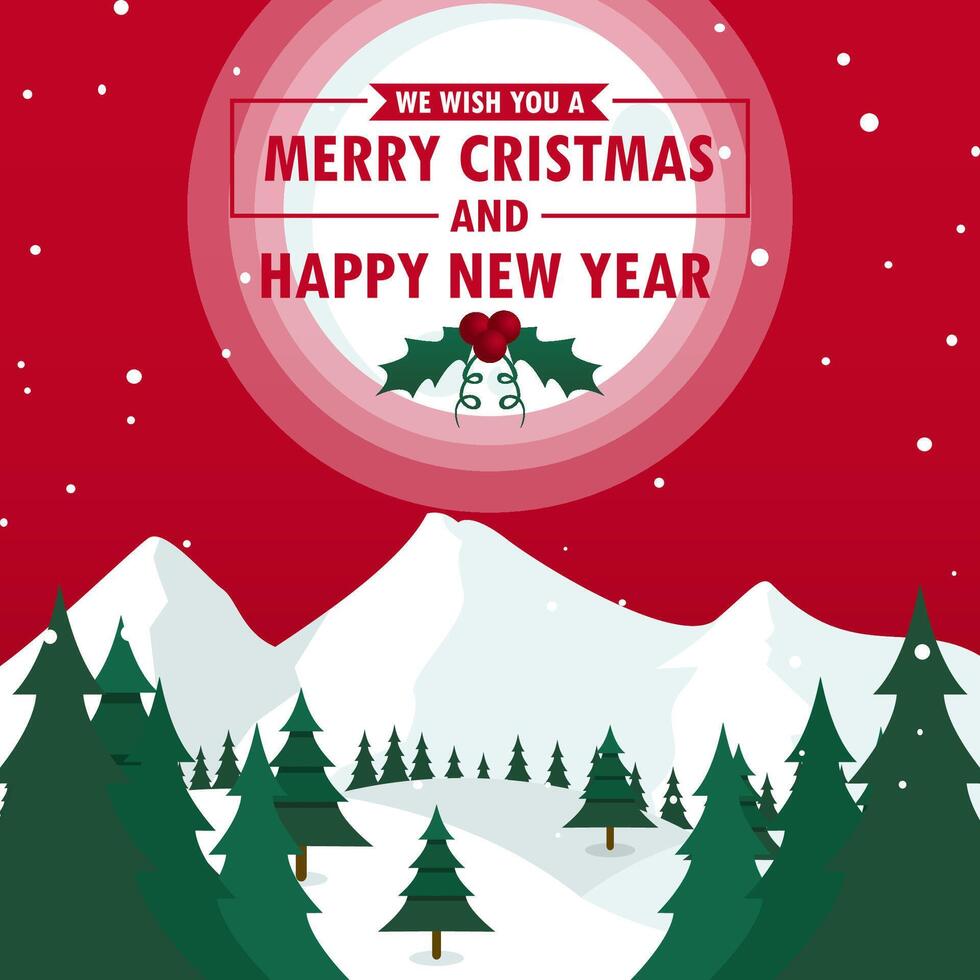 merry christmas and happy new year greeting card vector