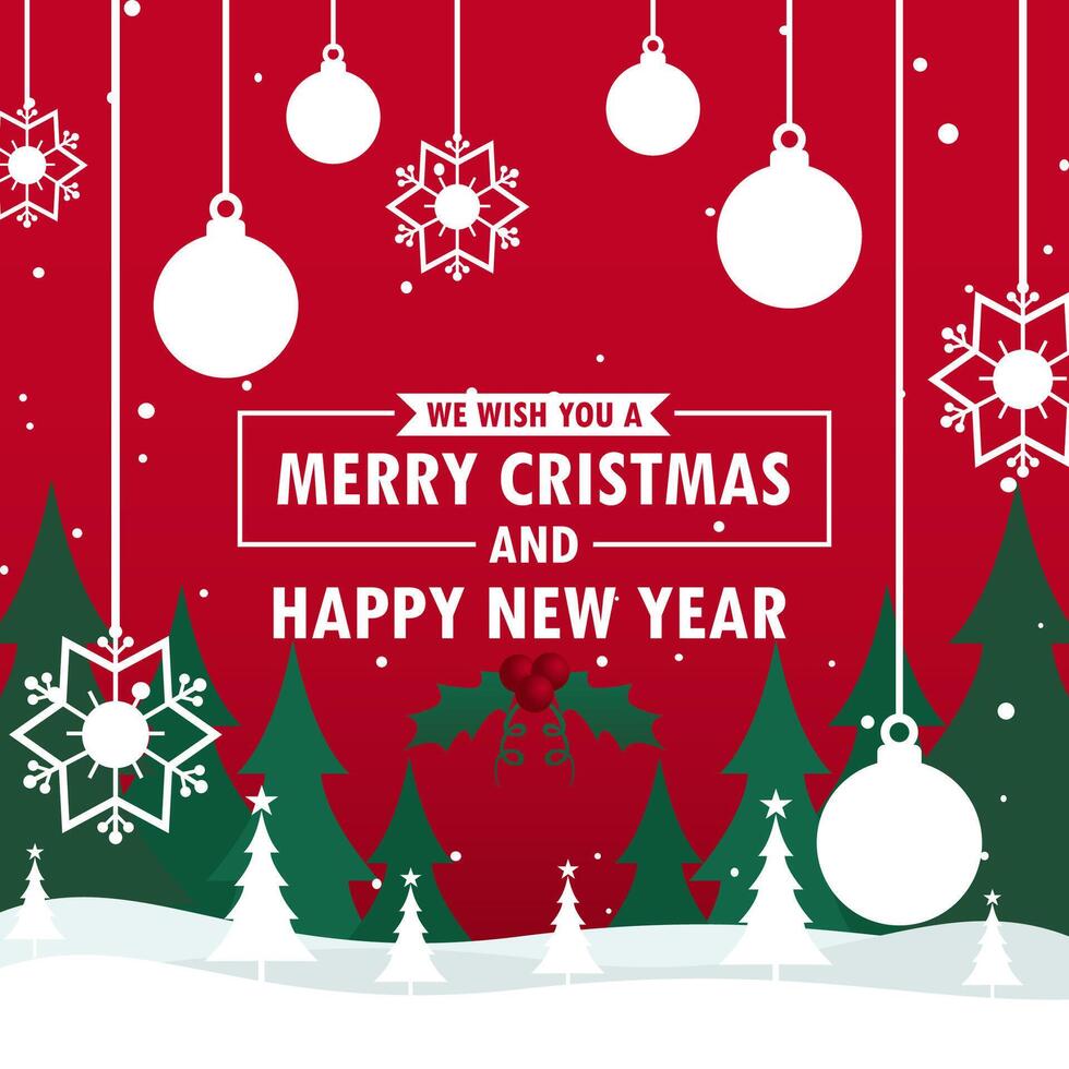 merry christmas and happy new year greeting card vector