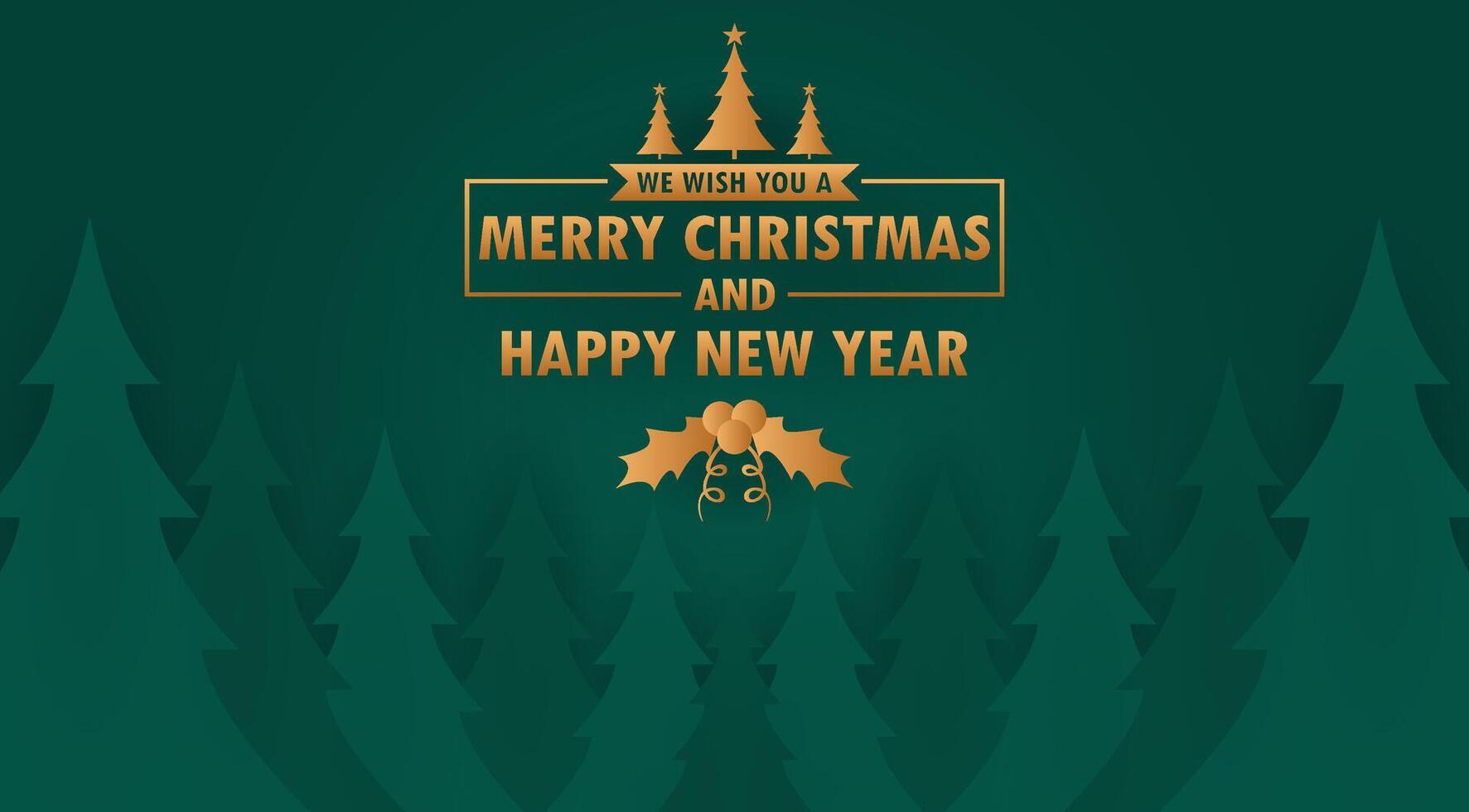 christmas and new year greeting with trees vector