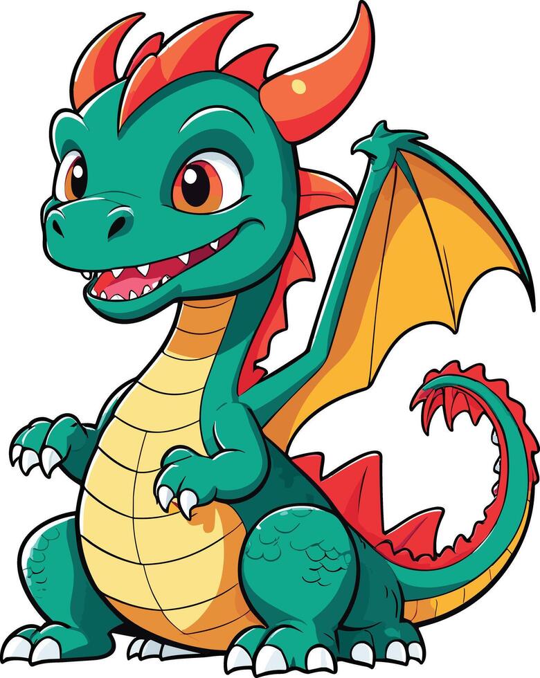 Vibrant cartoon dragon with a friendly pose vector