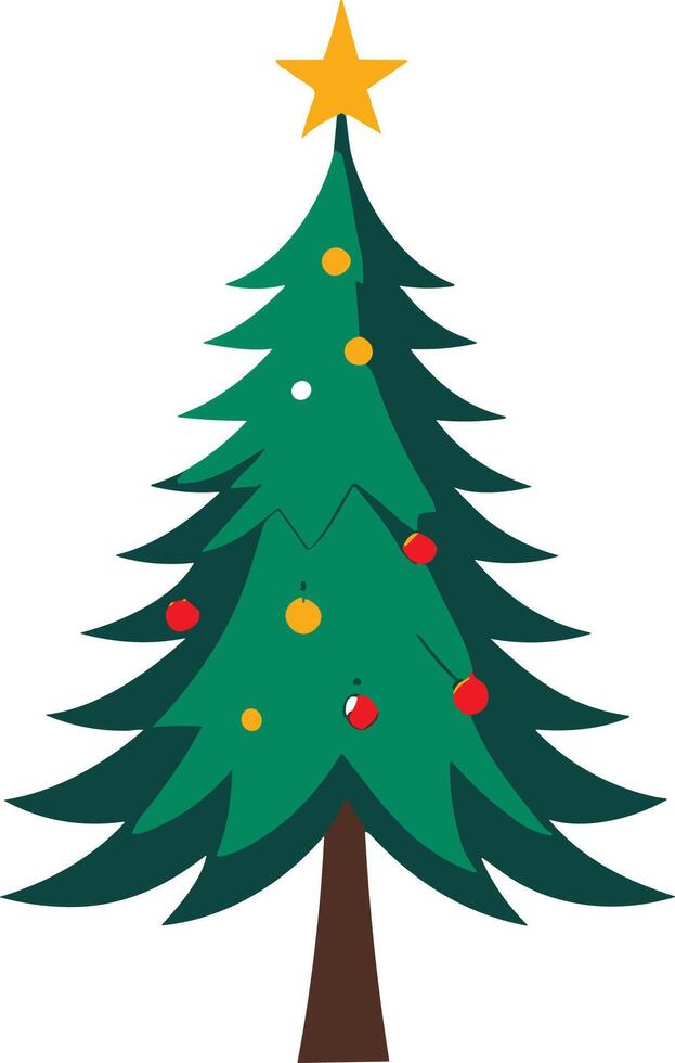 Brightly decorated Christmas tree with colorful ornaments and star vector