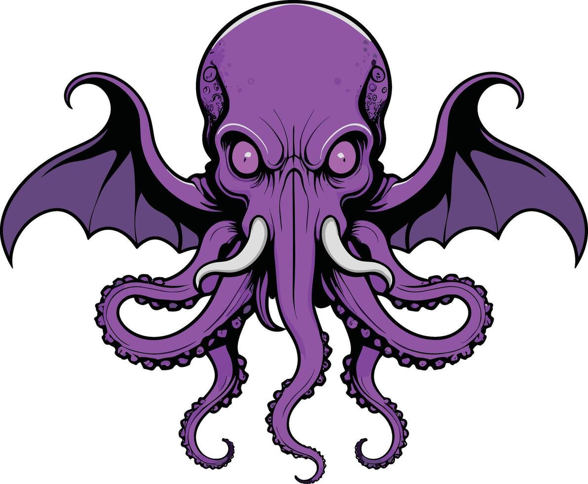 Purple creature with wings and tentacles in a mythical design vector