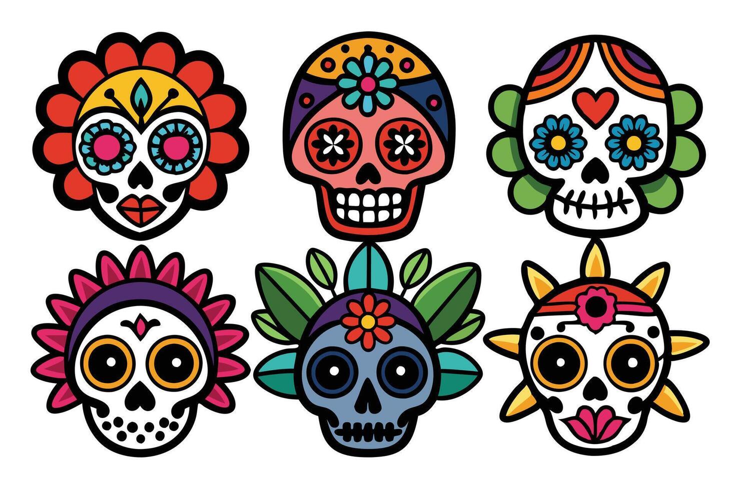 Celebrate Day of the Dead with colorful sugar skull art vector