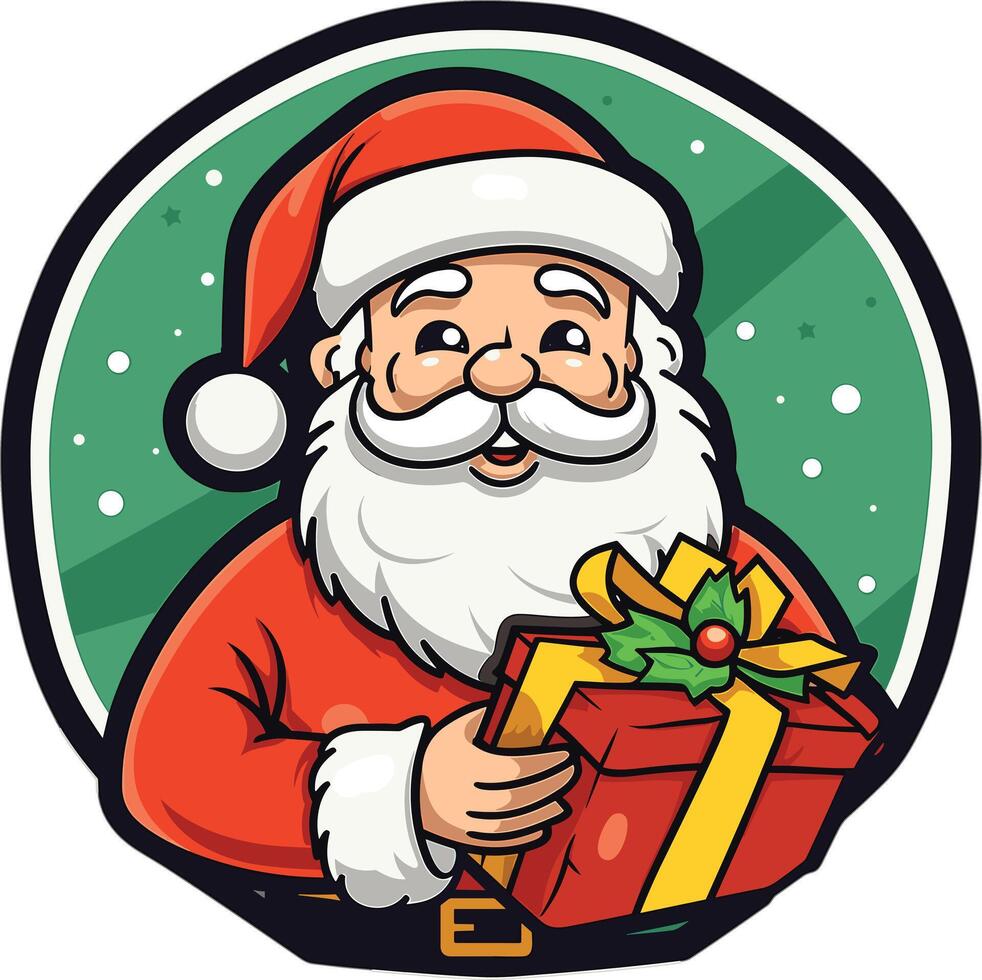 Santa carrying a colorful present during the holiday season vector