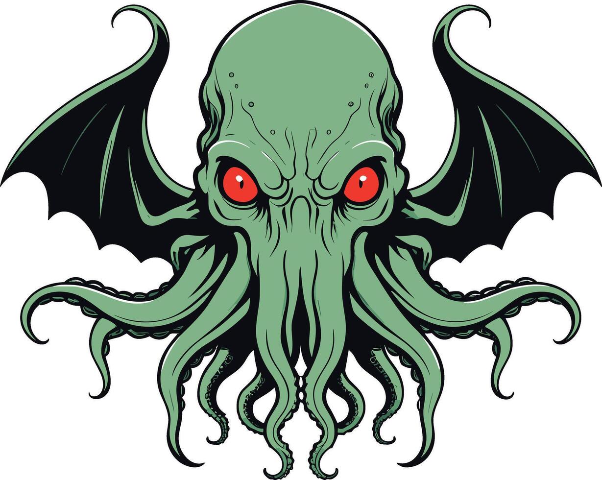 Illustration of a mythical creature with tentacles and wings vector