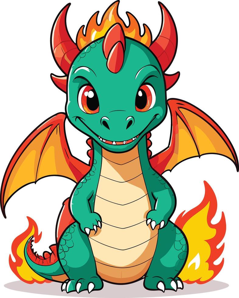 Friendly cartoon dragon with vibrant colors and playful expression vector