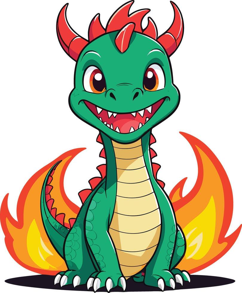 Cute dragon character with vibrant colors and playful expression vector