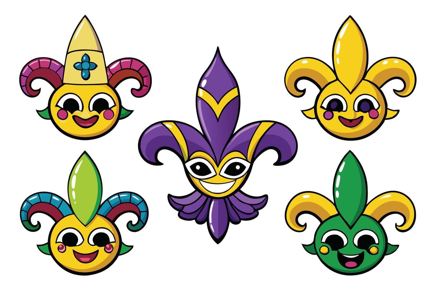 Colorful Mardi Gras masks in playful designs for festive celebrations vector
