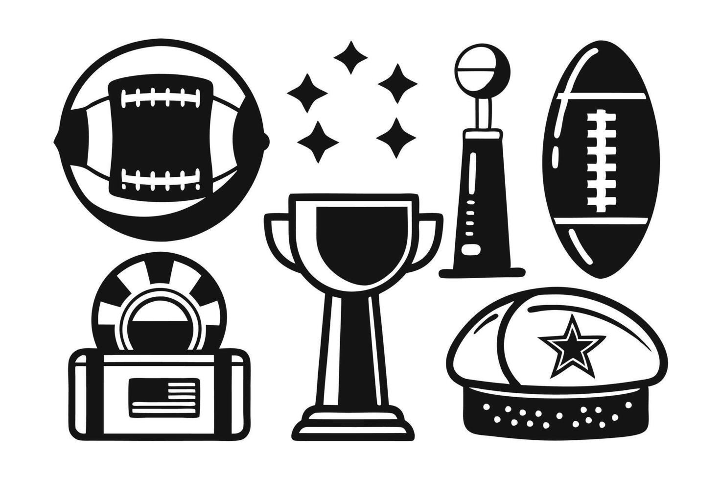 Super Bowl Sunday themed graphic with sports elements and trophies vector