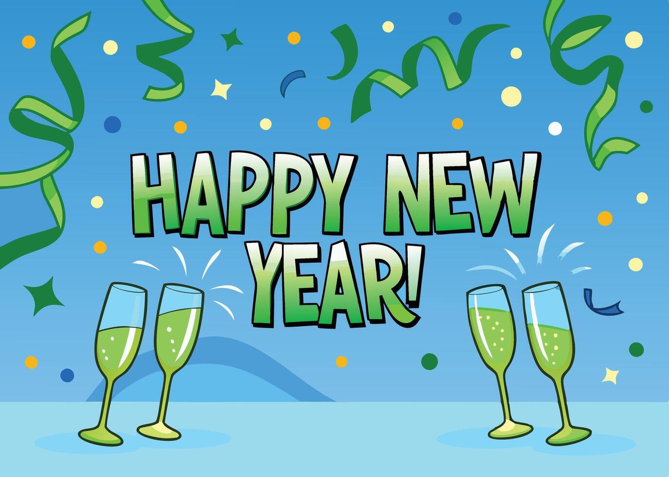 Celebrate the New Year with champagne glasses and fireworks vector
