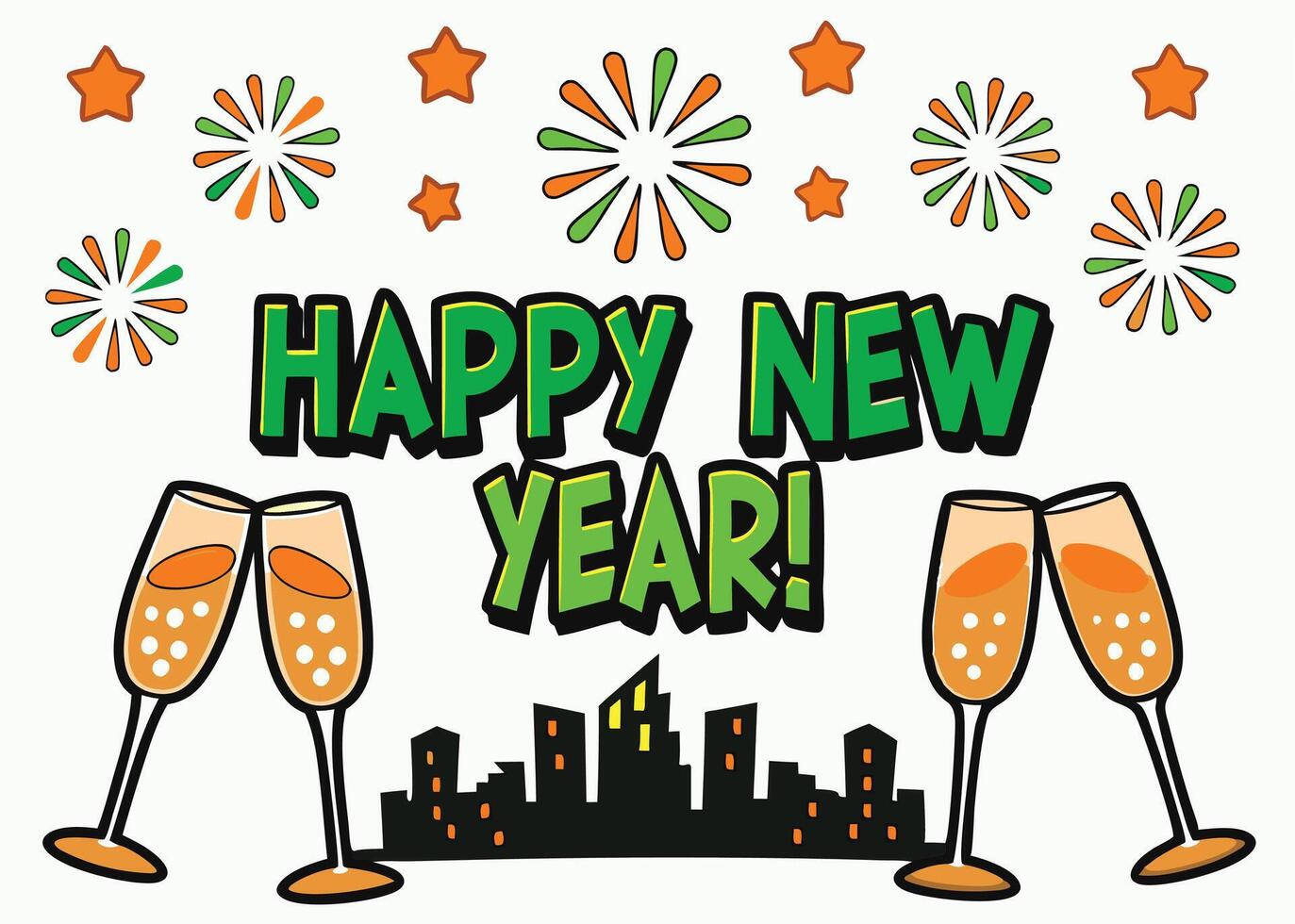 Celebrate the New Year with champagne and fireworks in the city vector