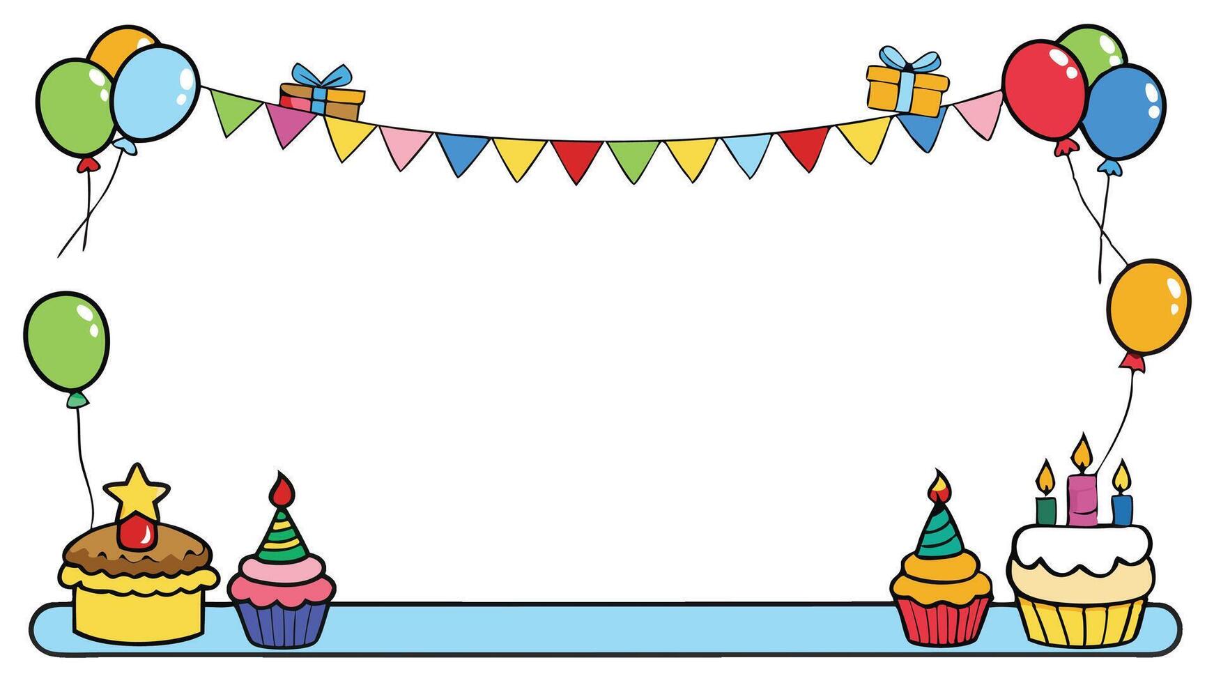 Colorful birthday border design for celebrations and invitations vector