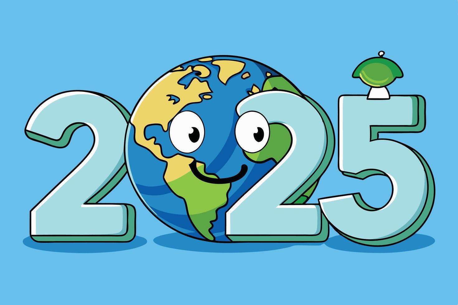 Celebrate Earth Day 2025 with a cheerful planet and vibrant message vector