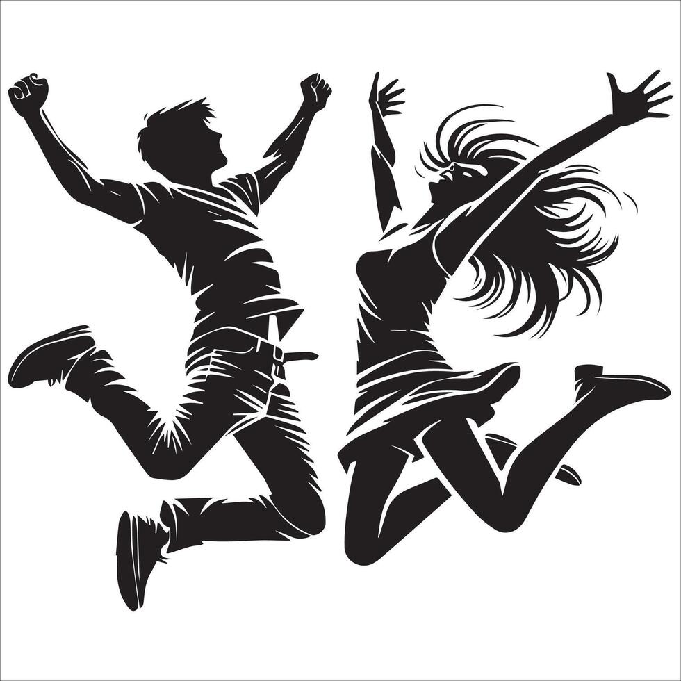 Man Jumping Silhouette in Action vector
