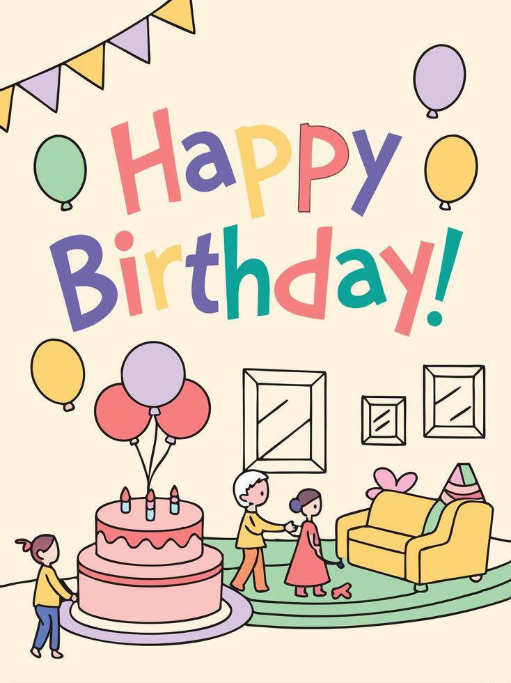 Celebrating a joyful birthday party at home with friends and family vector
