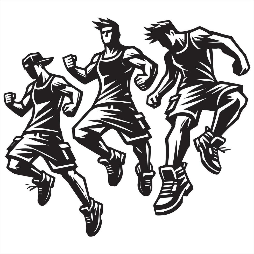 United in Jump Silhouette Design vector