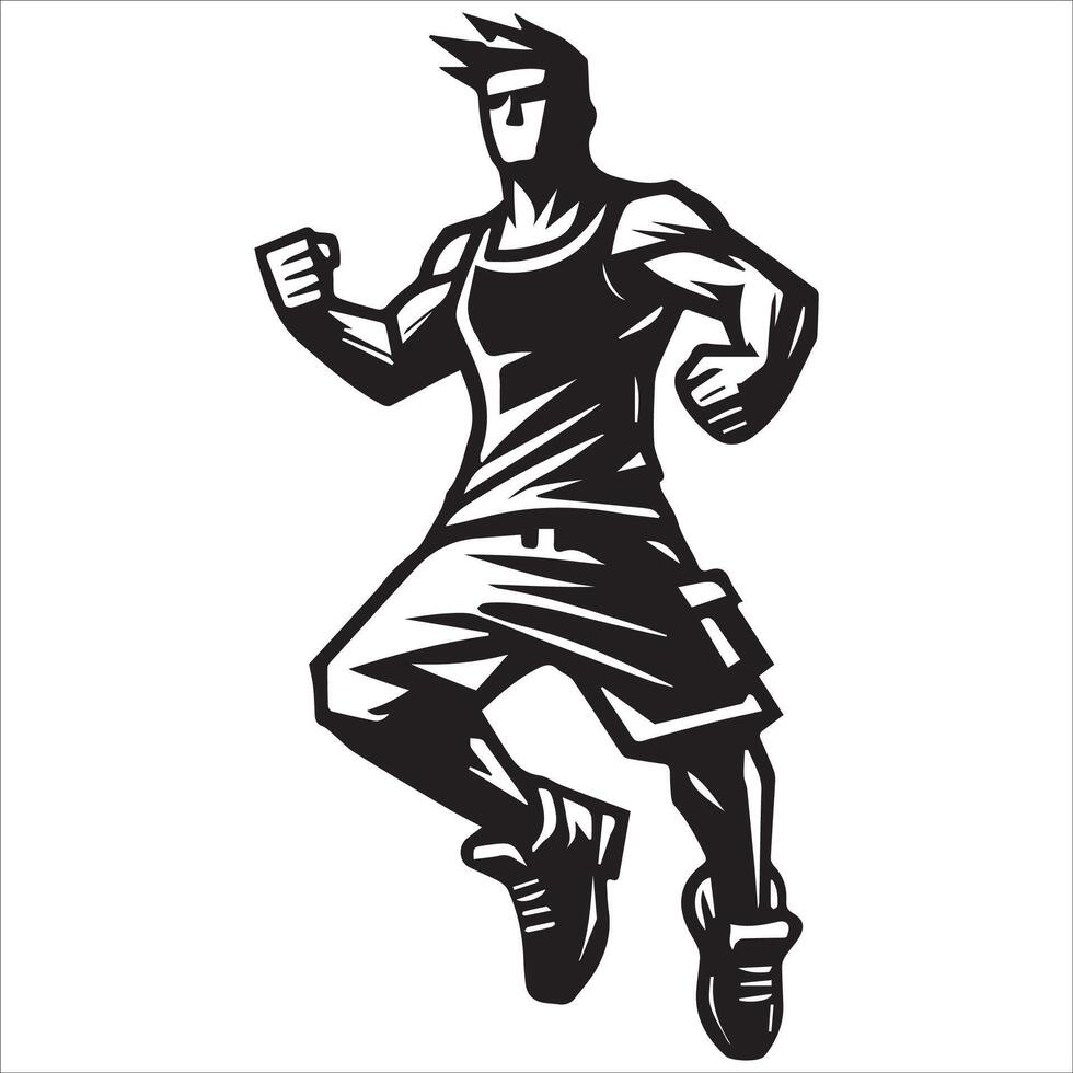 Determined Man Jumping Silhouette vector
