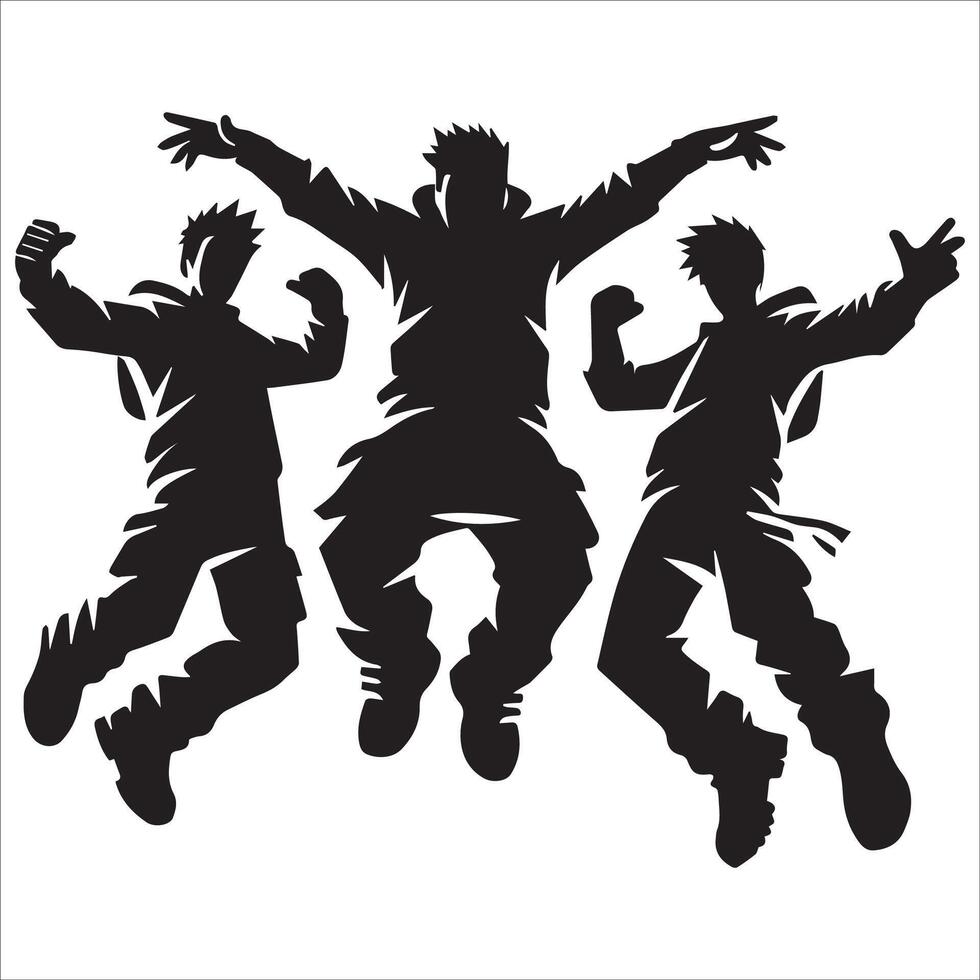Team Jumping for Joy Silhouette Art vector