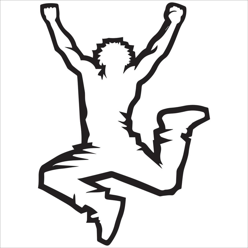 Free-Spirited Man Jump Silhouette vector